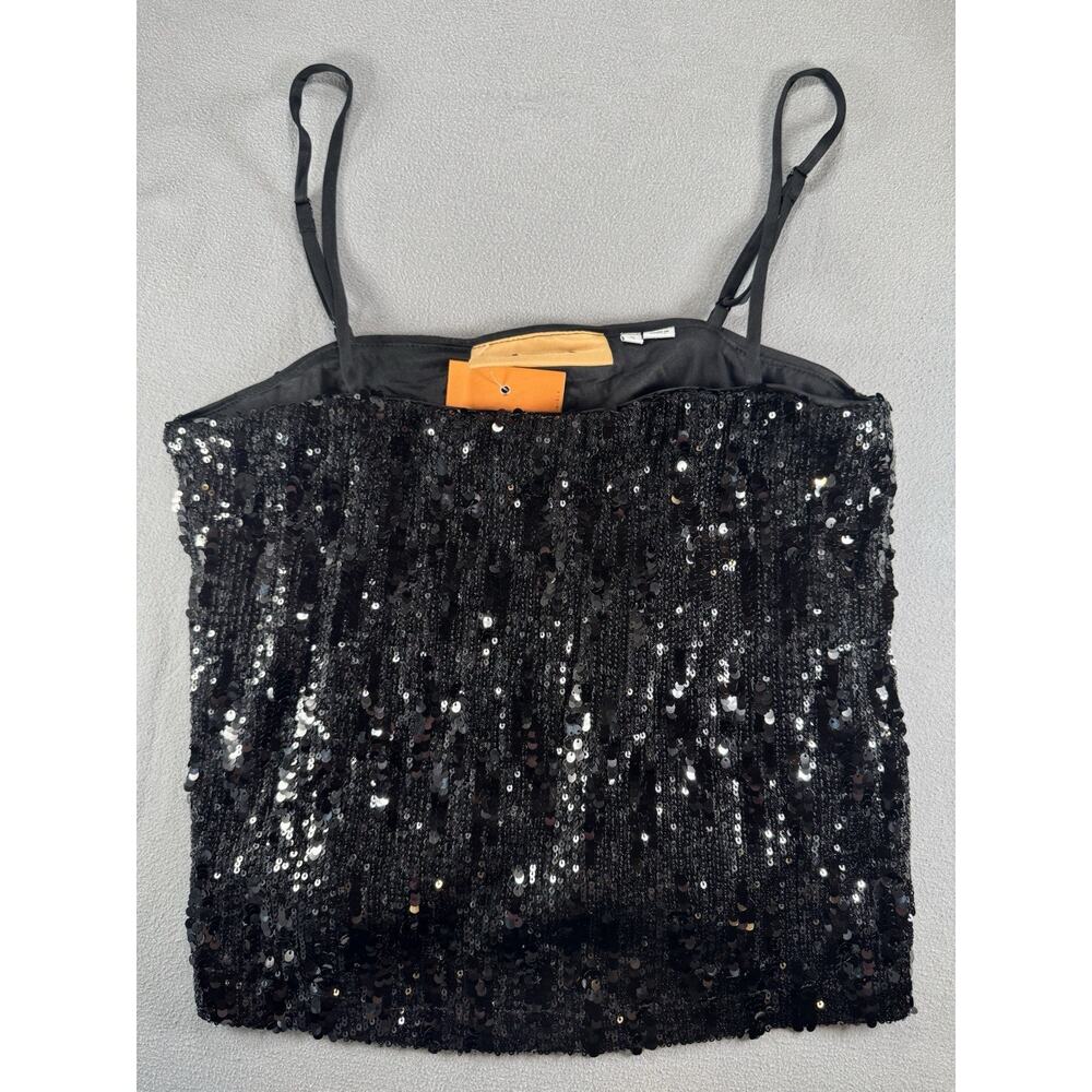 Womens JJXX Tillys Black Sequin Crop Top Size Small NWT